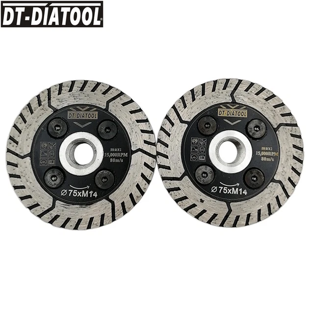 2 un. discos de doble molienda de diamante de 75 mm/3 pulgadas hoja de sierra de mármol de granito M14
