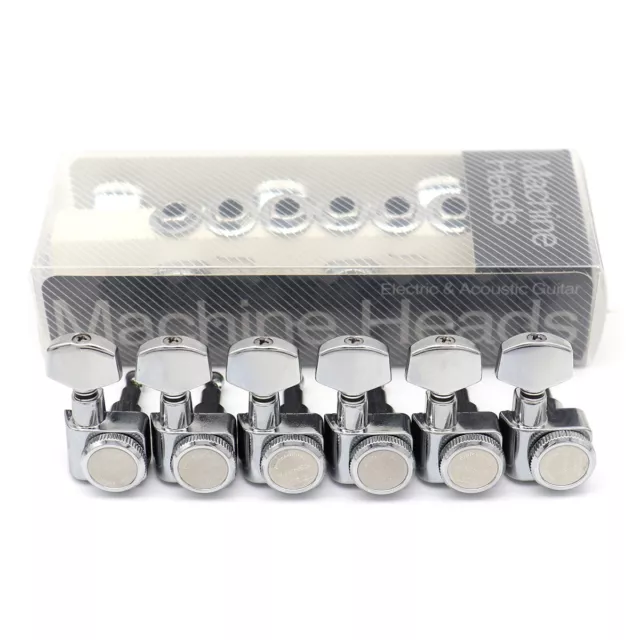 2 Pin 6 Inline Guitar Locking Tuners Tuning Keys Pegs Machine Heads Chrome 1:16