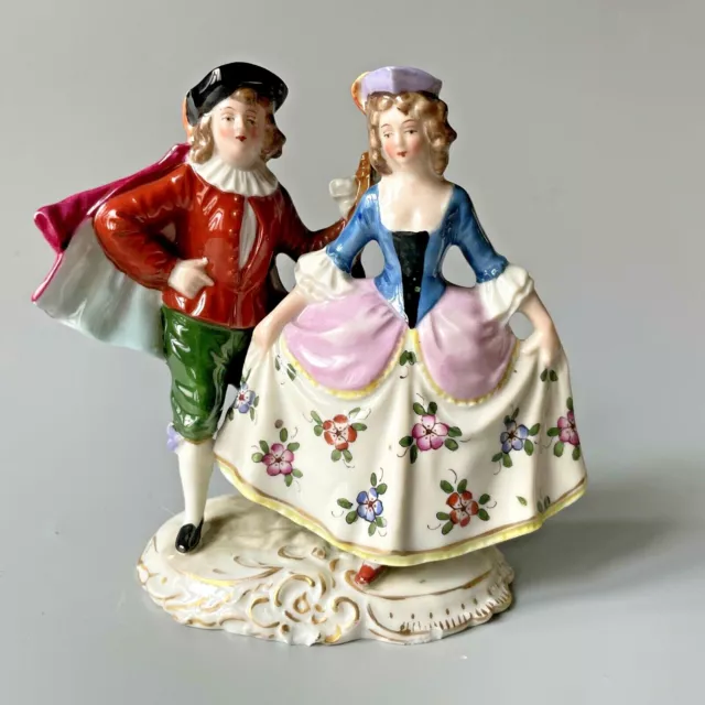 Sujet en porcelaine de Saxe XIX ème SITZENDORF couple de galants marquis