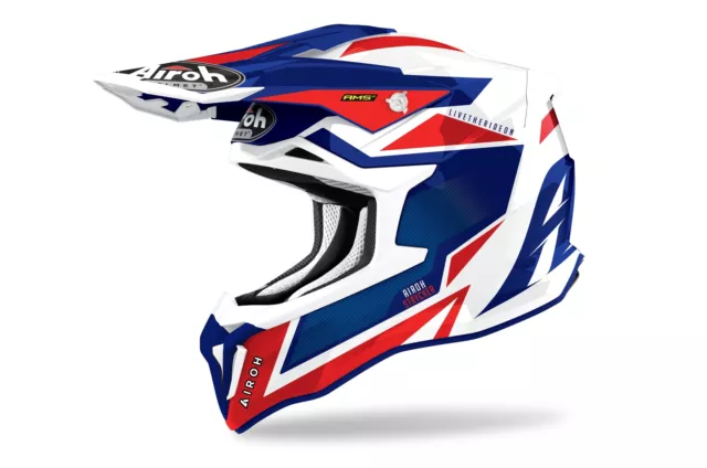 Stka55L - Casco Off Road,Cross, Airoh Strycker Axe Blue/Red Gloss,Helmet,Euro...