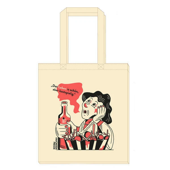 Künstlertasche. Det Leben ist schön, aber kostspielig. Berliner geflügelte Worte
