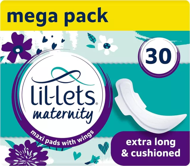 Lil-Lets Maternity Pads, Extra Long Maxi Thick Towels X 10 count (Pack of 3)