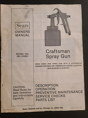 Pistola pulverizadora Sears Craftsman 283.155831 manual del propietario lista de piezas