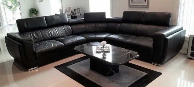 lounge suite 5 Seater Black Italian Leather