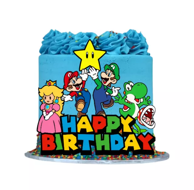 Super Mario Brothers Luigi Yoshi and Mario Party Edible Cake Topper Im – A  Birthday Place