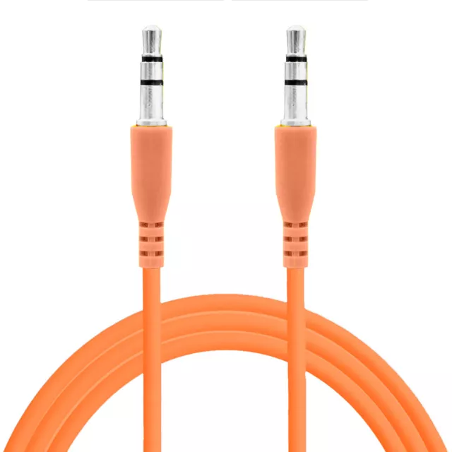 3.5mm Stereo Orange Color Male to Male Jack Port Extension Audio Aux Cable
