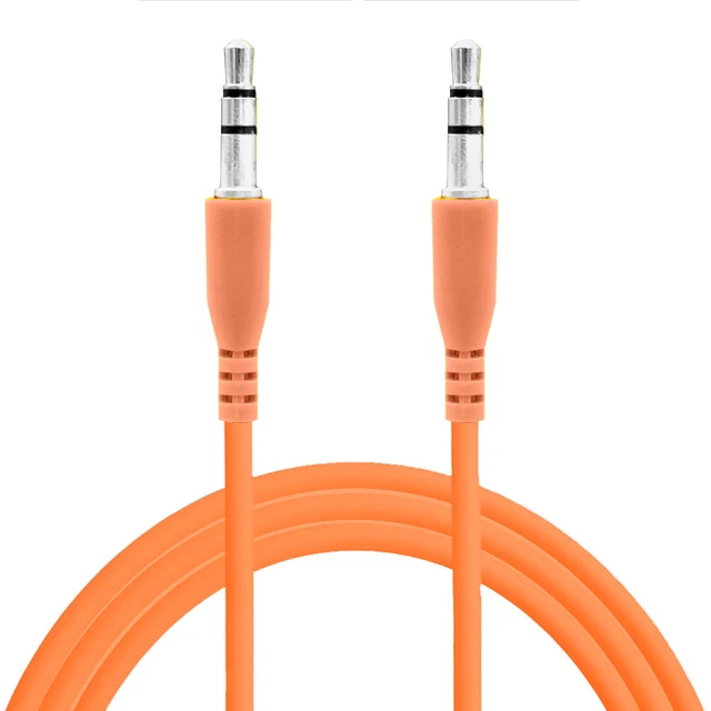 3.5mm Stereo Orange Color Male to Male Jack Port Extension Audio Aux Cable
