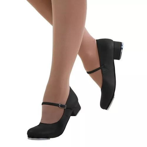 Adult/Children's Buckle Strap Tap Dance Shoes - Tap Dancing Shoes Black/Tan 3