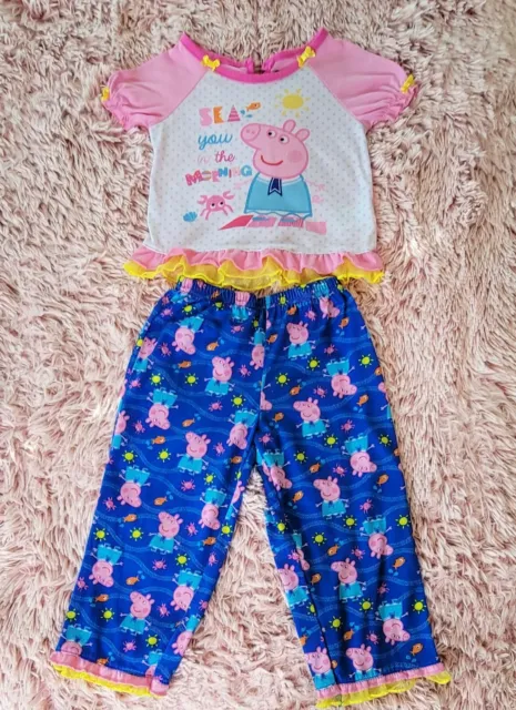 Komar Kids Girl's Peppa Pig 2 Piece S/S Pajamas "Sea You In The Morning" 4T