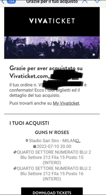 Biglietti concerto Guns N’Roses Milano Stadio San Siro 10/07/2022