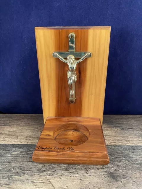 Virginia Beach VA Souvenir Christian Crucifix Cross Altar Rosary Holder Font
