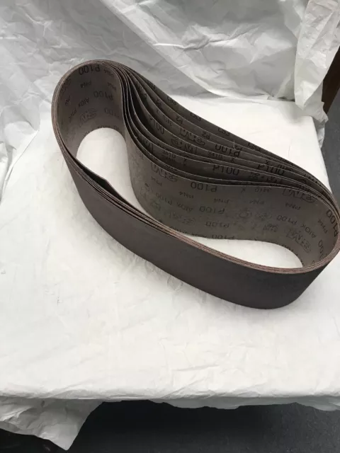 Lot of 8 3M 341D 348D  6" x 48" Cloth Sanding Belts P100 Grit