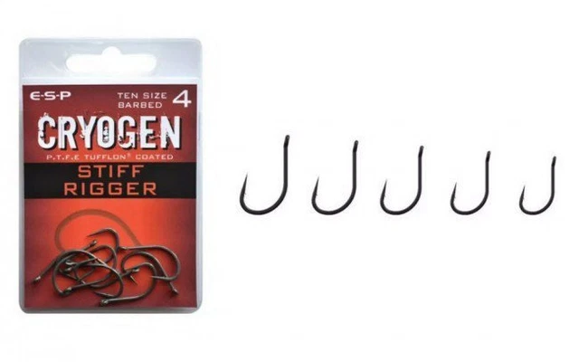 ESP STIFF RIGGER Cryogen Carp Hooks Barbed/Barbless  *ALL SIZES* *FREE POST*