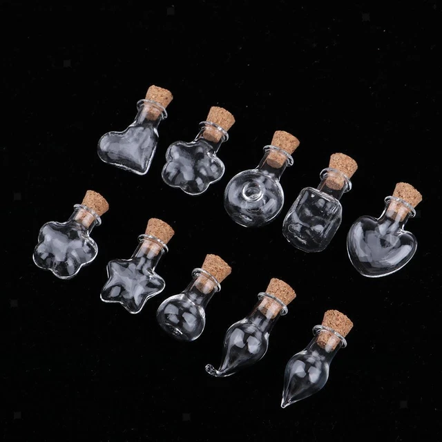 10Pcs  Bottles Jars for Message Treasure Charm Bottle Pendants Clear Vials with