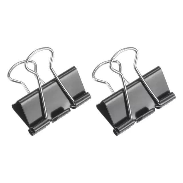 Papel Carpeta Clips 32mm Ancho Pliegue Atrás Metal Abrazaderas, Negro 48pzs