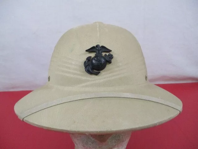 VIETNAM ERA USMC Marine Corps Officer's Pith or Sun Helmet w/EGA Emblem ...
