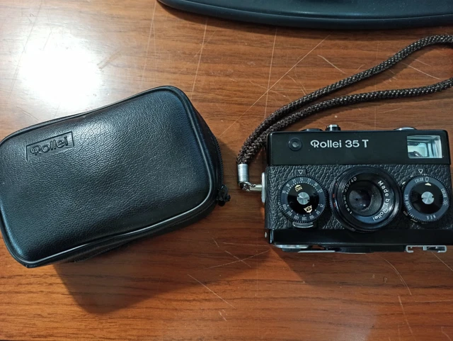 Macchina fotografica Rollei35T con custodia in pelle nera con cerniera 3