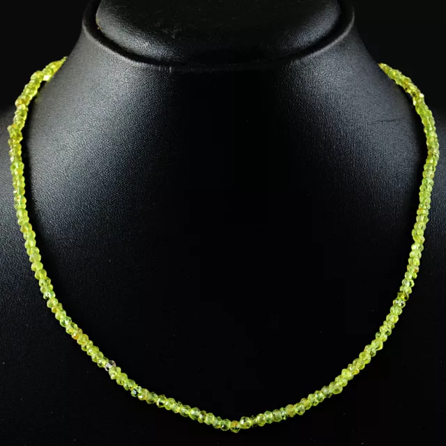 Untreated 64.00 Cts Natural Faceted Green Peridot Round Shape Beads Necklace