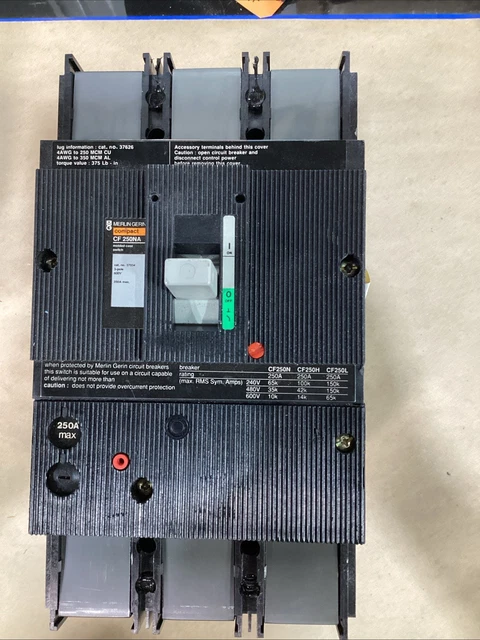 Merlin Gerin Compact CF 250NA #37402 250A 3P 480V Molded Case Switch Used Merlin Gerin Compact CF 250NA #37402 250A 3P 480V Molded Case Switch Used