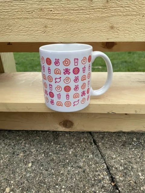Dunkin Donuts Coffee Mug Cup Peace Love White Orange Pink 2018 Holiday