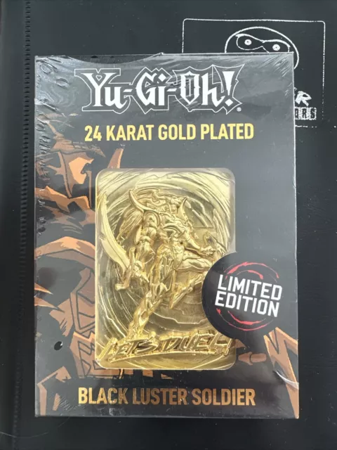 YUGIOH BLACK LUSTER SOLDIER 24k GOLD PLATED METAL CARD WITH DISPLAY STAND