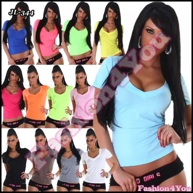 Sexy Ladies V Neck T-Shirt Women's Summer Casual Top One Size 8,10,12 UK