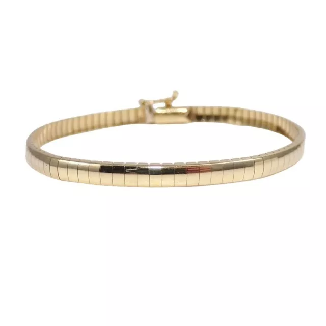 Solid 14K Yellow Gold Omega Snake Chain Link Bracelet 6.75" 4mm