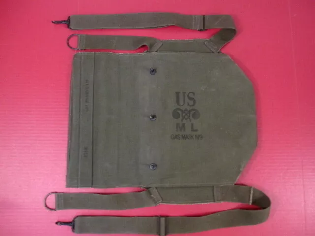 Korea Era US Army/USMC M9 Canvas Gas Mask Carry Bag w/Straps - Excellent