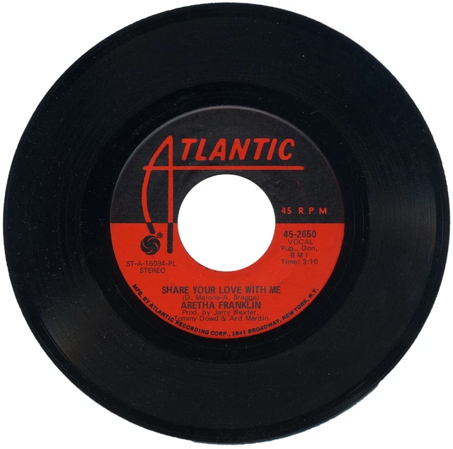 ARETHA FRANKLIN "SHARE YOUR LOVE WITH ME c/w PLEDGING MY LOVE...." 1969 SOUL