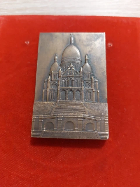 Medaille Bronze Plaque Basilique Le Sacré Coeur Signé Delannoy  COR JESV...