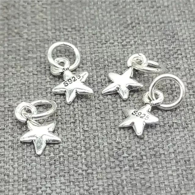 20 Stück kleine Pentagramm-Stern-Anhänger aus 925er Sterlingsilber für Armbänder