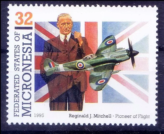 Reginald Mitchell, English Aeronautical Eng, Aviation, Micronesia 1995 MNH