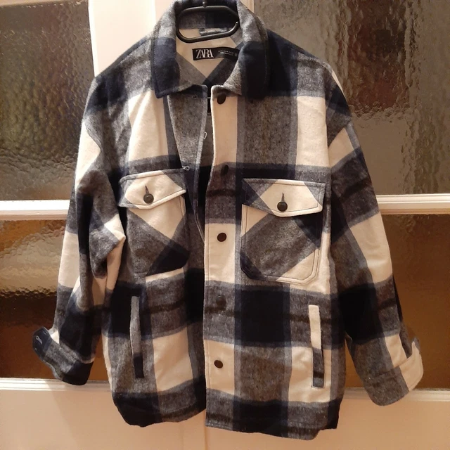 Oversize Hemdjacke Karierte Hemdjacke Blau Damenbekleidung