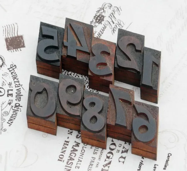 0-9 Zahlen 36mm Plakatlettern Lettern Druckstempel Stempel Typen Schrift stamps.