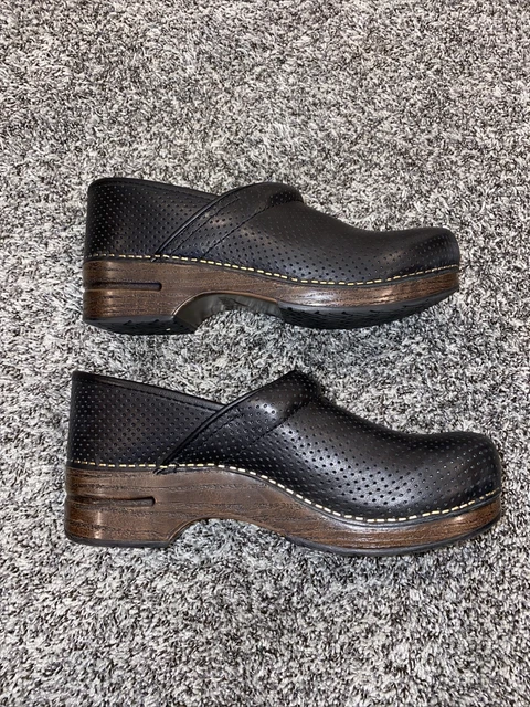 Dansko Slip On Black Leather Clogs Womens Size 42