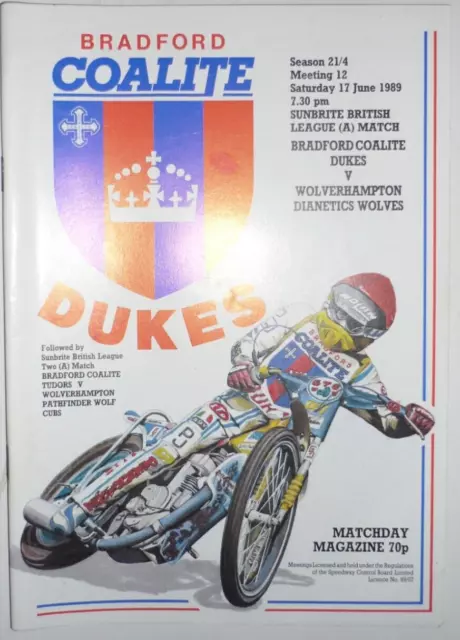 Bradford Dukes v Wolverhampton 17th June 1989 British League (A) Match @ Odsal