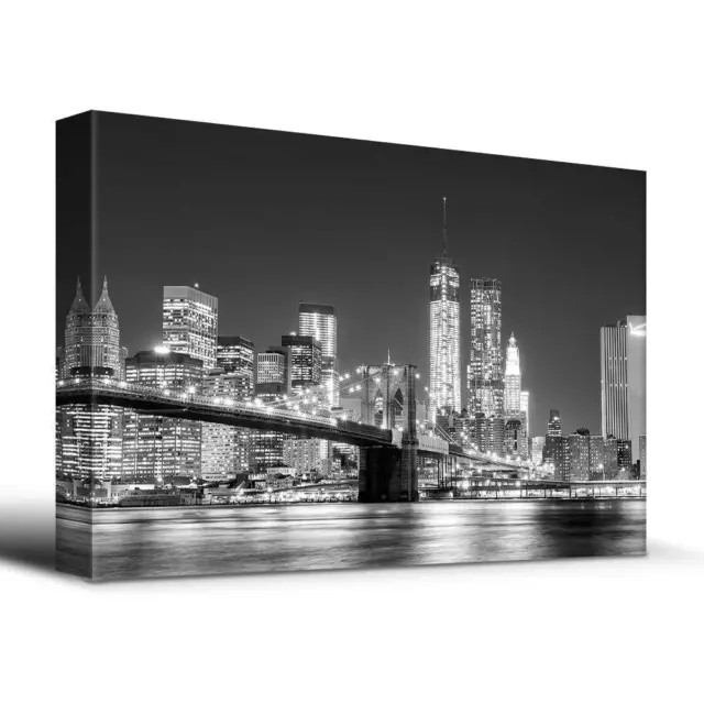 Wall26 - Manhattan Skyline Brooklyn Bridge - Canvas Wall Art - 16x24 inches