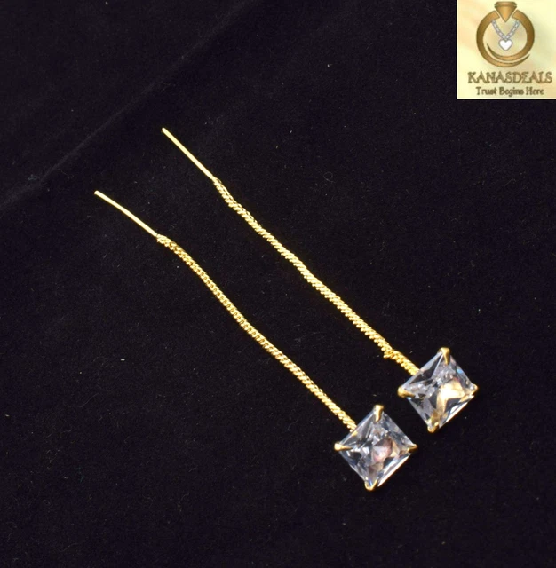 American Diamond Sui Dhaga Plated Earring Handmade Luxury Jewelry 1.67G IJ-10329