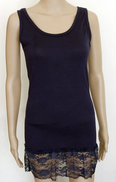 Top mini abito donna vestitino jersey fondo pizzo floreale abito canotta viscosa