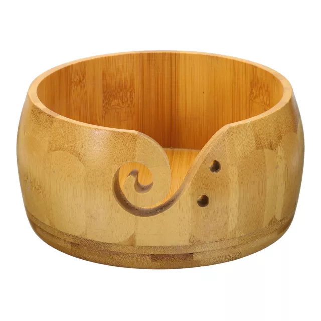 Wooden Yarn Bowls with Holes, Handmade Craft Bowl Storage and Yarn, 6.7"