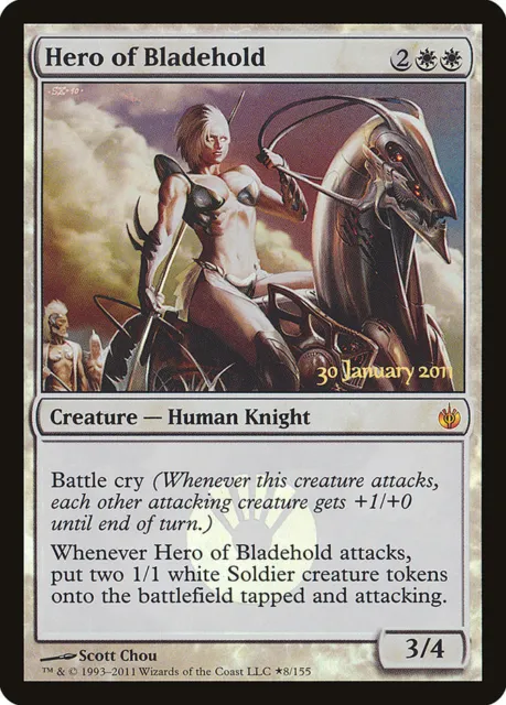 ​Hero of Bladehold - Mirrodin Besieged Prerelease Promos - Moderately Played Foi