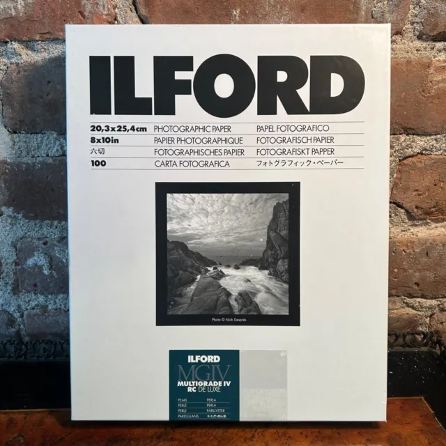 Papel fotográfico ILFORD ~ MGIV RC DeLuxe Pearl 8x10 peso mediano en blanco y negro 100 hojas ~NUEVO