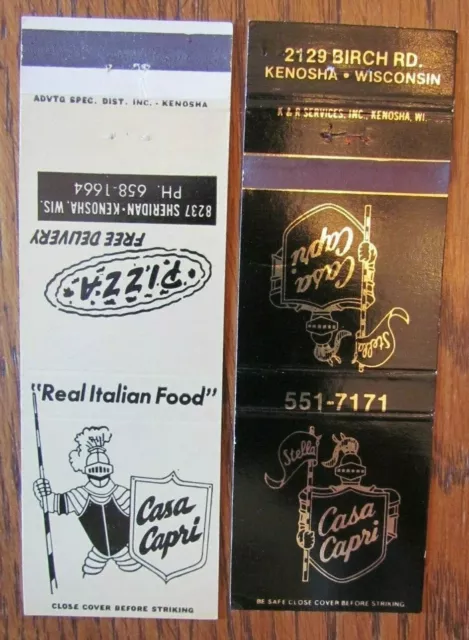 Knight On Matchbook Matchcover: Casa Capri Pizza (Kenosha, Wisconsin) -E13