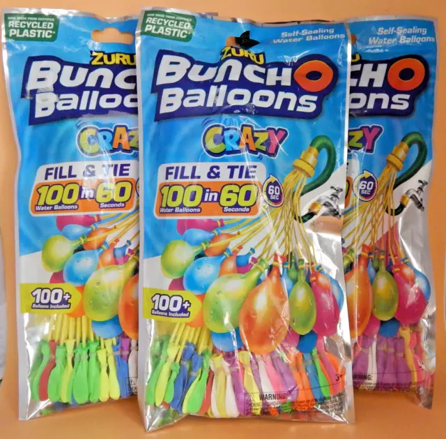 Water Balloons 300+ Fast Filling (60 Seconds Or Less} Self-Sealing (3-Packs)
