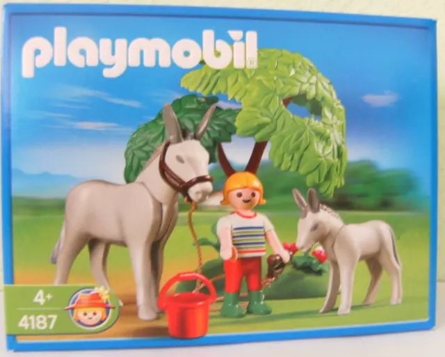 Playmobil Esel mit Fohlen 4187 von 2006 Neu & OVP Bauernhof Mädchen