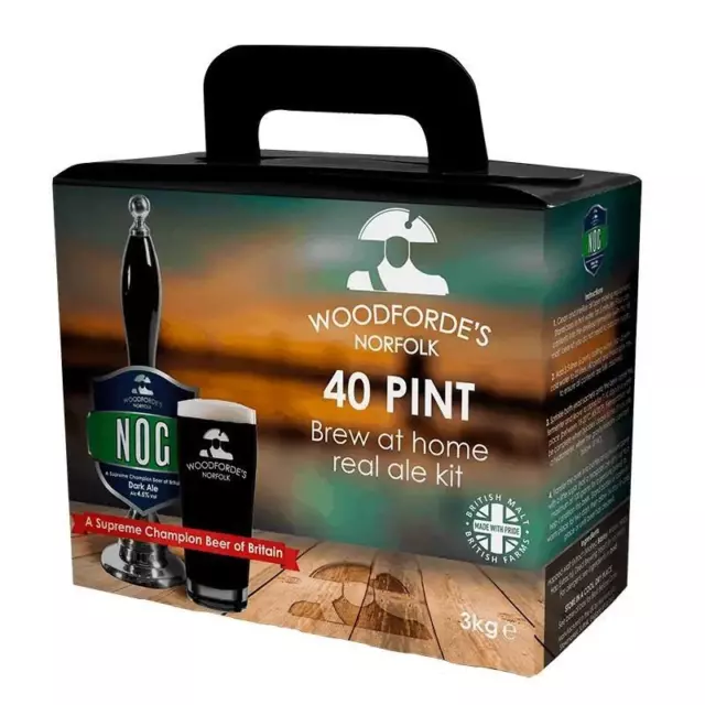 Kit de cerveza casera Woodfordes 40 pintas NORFOLK NOG ""Estilo Porter"" fuerte Dark Ale