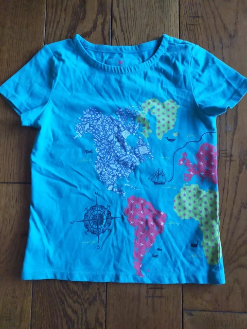 ⭐BNWOT. A Lovely Girl's World Map T-Shirt Top, Fat Face, 6-7yrs, Turquoise.