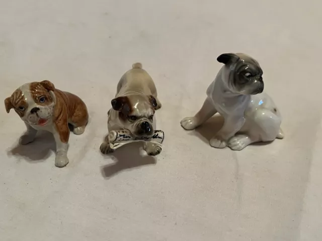 Porcelain Bulldog Statues - Lot Of Three (472/791B/857)