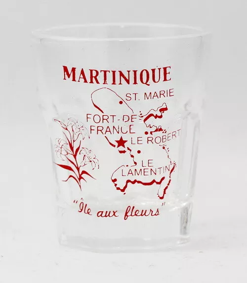 Martinique Vintage Map Outline Shot Glass Shotglass