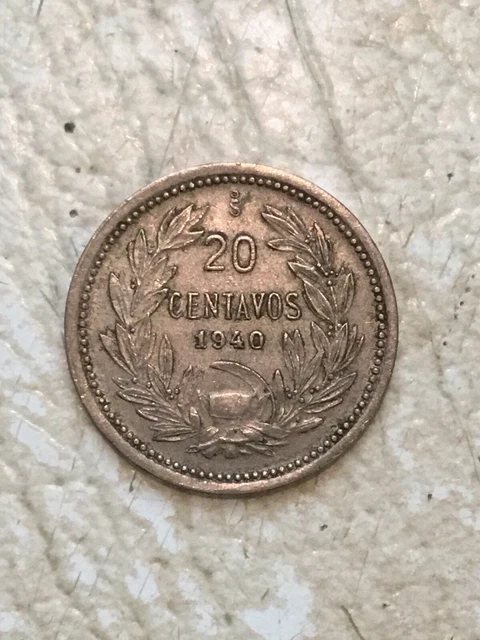 Old Chile Coin - 1940  20 Centavos - Circulated WW2 COIN